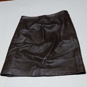 Jaclyn Smith Brown Leather Knee-Length Midi Skirt Size Women's 10